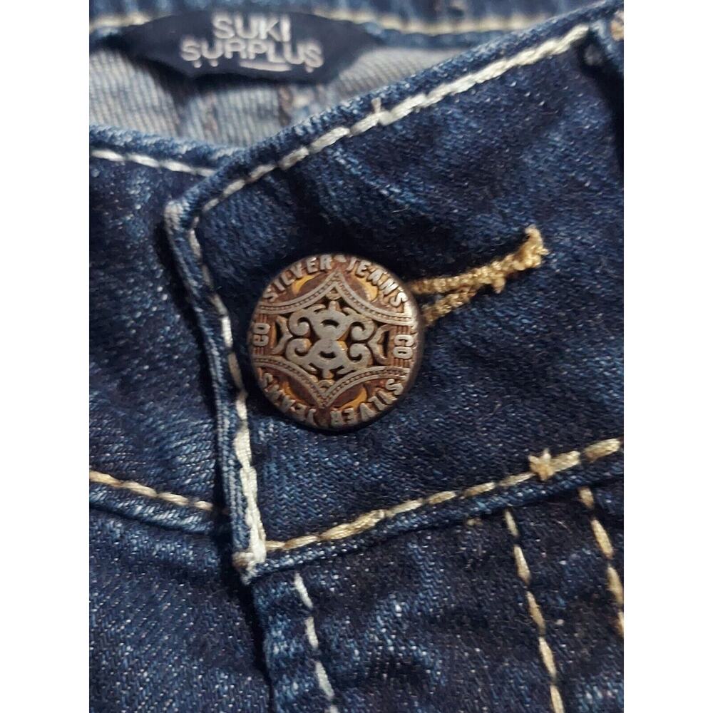 Women's SILVER Distressed - Size 28 / 29x32 - Suki Surplus - Indigo Denim - NWOT - Picture 4 of 12